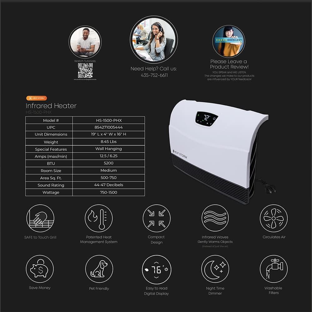 image:imageHeat Storm HS1500PHXWIFI Infrared Heater Wifi Wall MountedWhite