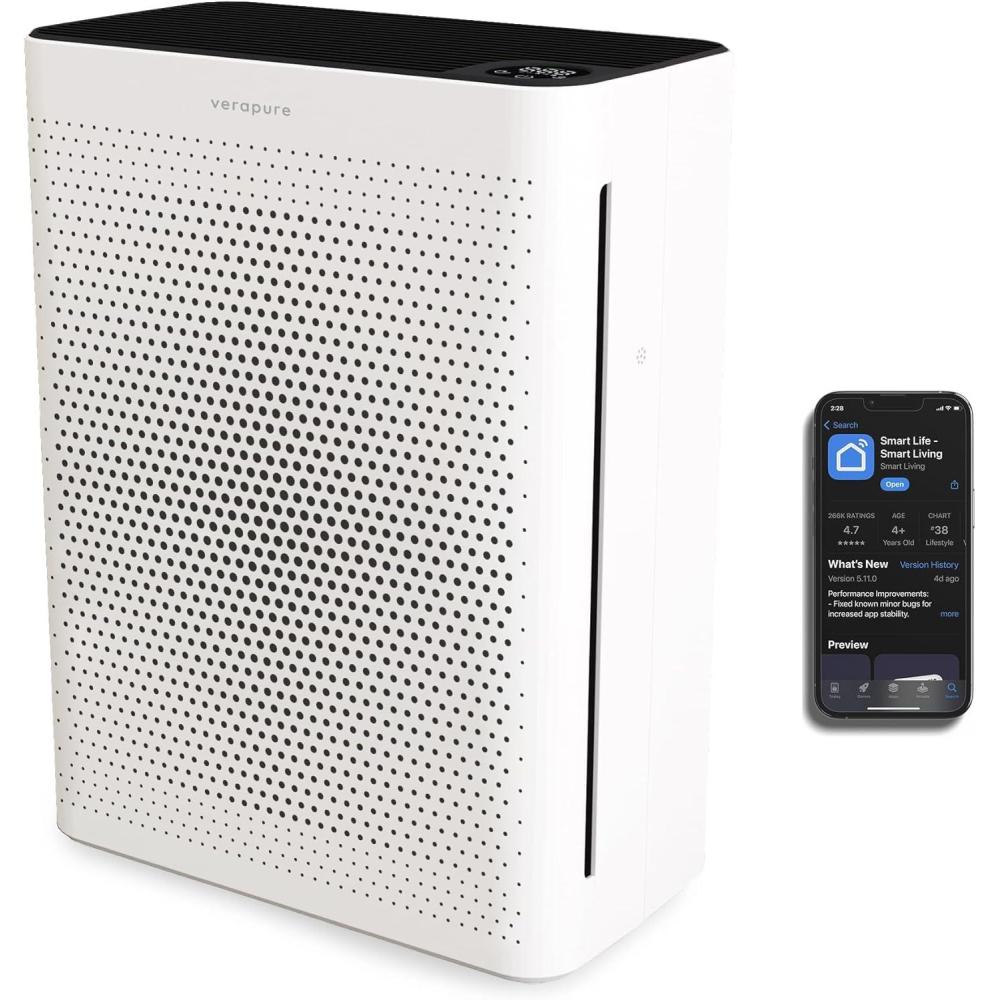 image:imageVerapure VP120WI Wifi enabled Air Purifier 260 sq ft Air Quality Indicator PM25 Sensor