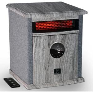 Heat Storm Portable Electric Space Heater, 1500-Watt Cabinet Infrared Quartz Element Heater With Digital Thermostat, Remote Control, washable Filter Modern Design (Beige), 17x14x12 in(Gray)