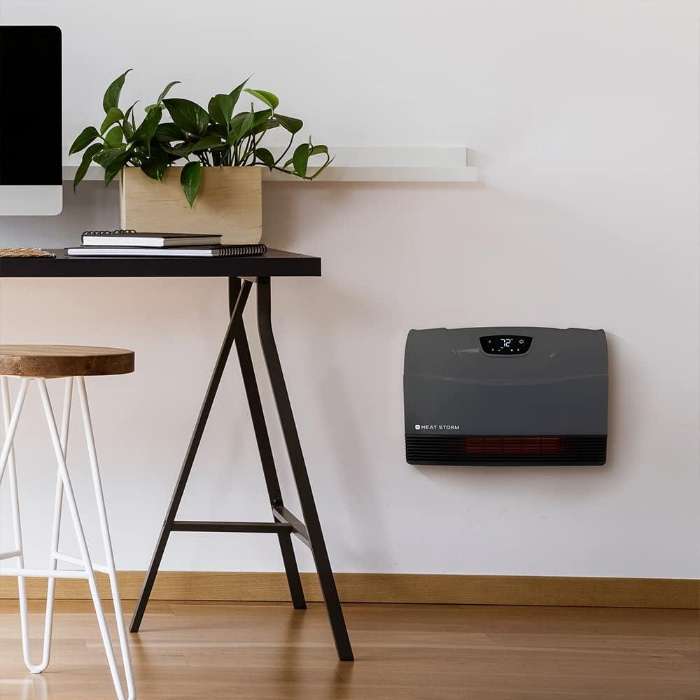 image:imageHeat Storm Phoenix HS1500PHX Infrared Space Heater with Attachable Feet Remote Control Energy Efficient7501500 Watts Gray Floor or WallGray