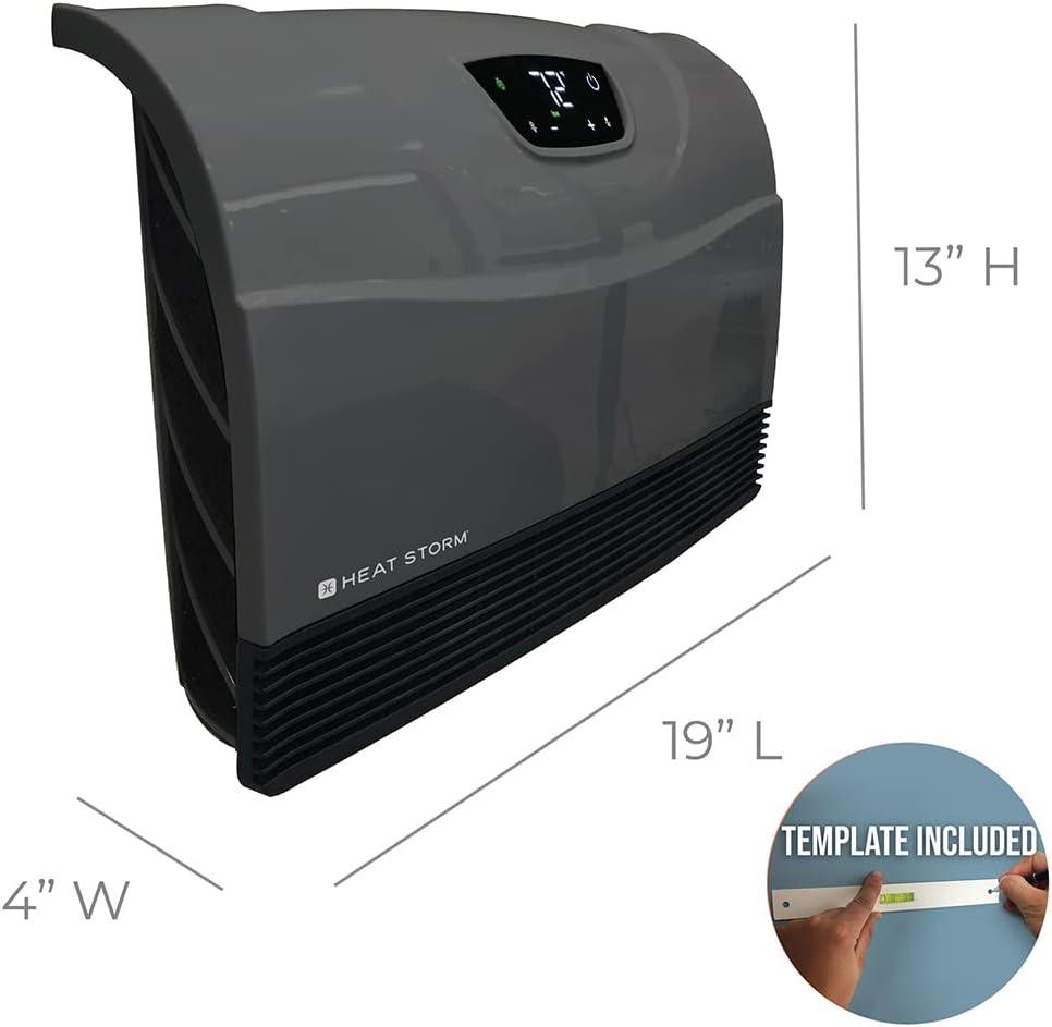 image:imageHeat Storm Phoenix HS1500PHX Infrared Space Heater with Attachable Feet Remote Control Energy Efficient7501500 Watts Gray Floor or WallGray