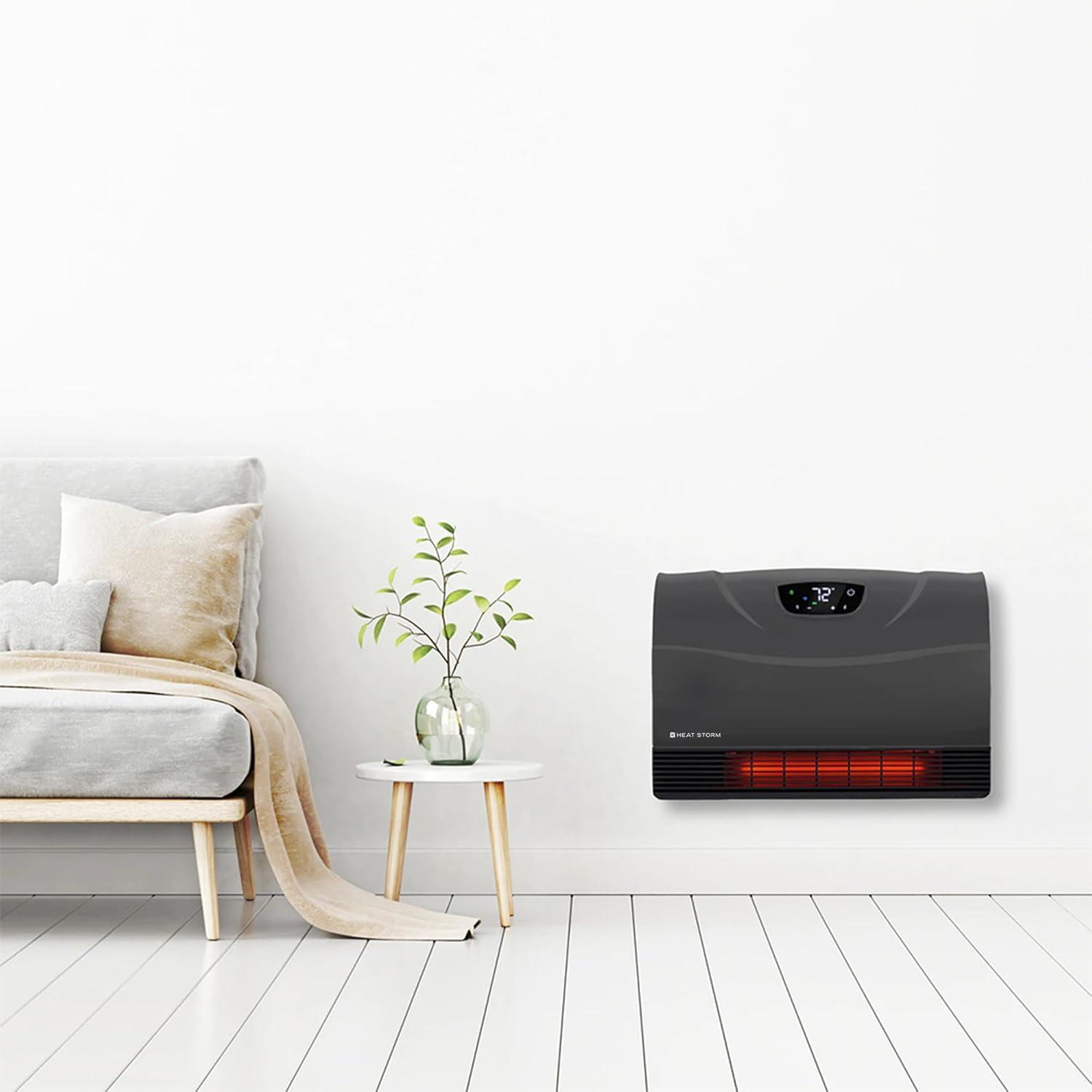 image:imageHeat Storm Phoenix HS1500PHX Infrared Space Heater with Attachable Feet Remote Control Energy Efficient7501500 Watts Gray Floor or WallGray