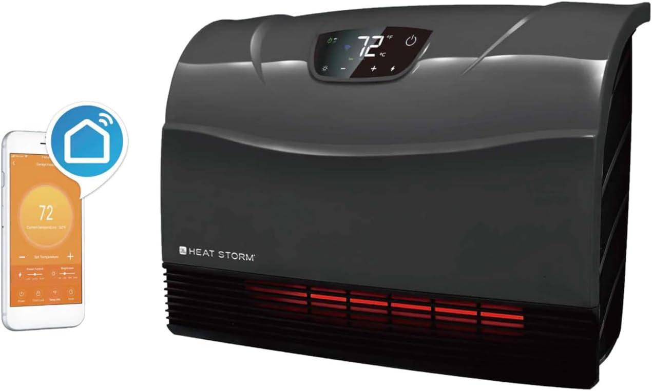 image:imageHeat Storm Phoenix HS1500PHX Infrared Space Heater with Attachable Feet Remote Control Energy Efficient7501500 Watts Gray Floor or WallGray