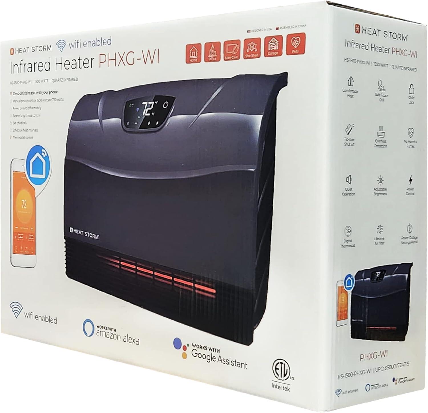 image:imageHeat Storm Phoenix HS1500PHX Infrared Space Heater with Attachable Feet Remote Control Energy Efficient7501500 Watts Gray Floor or WallGray