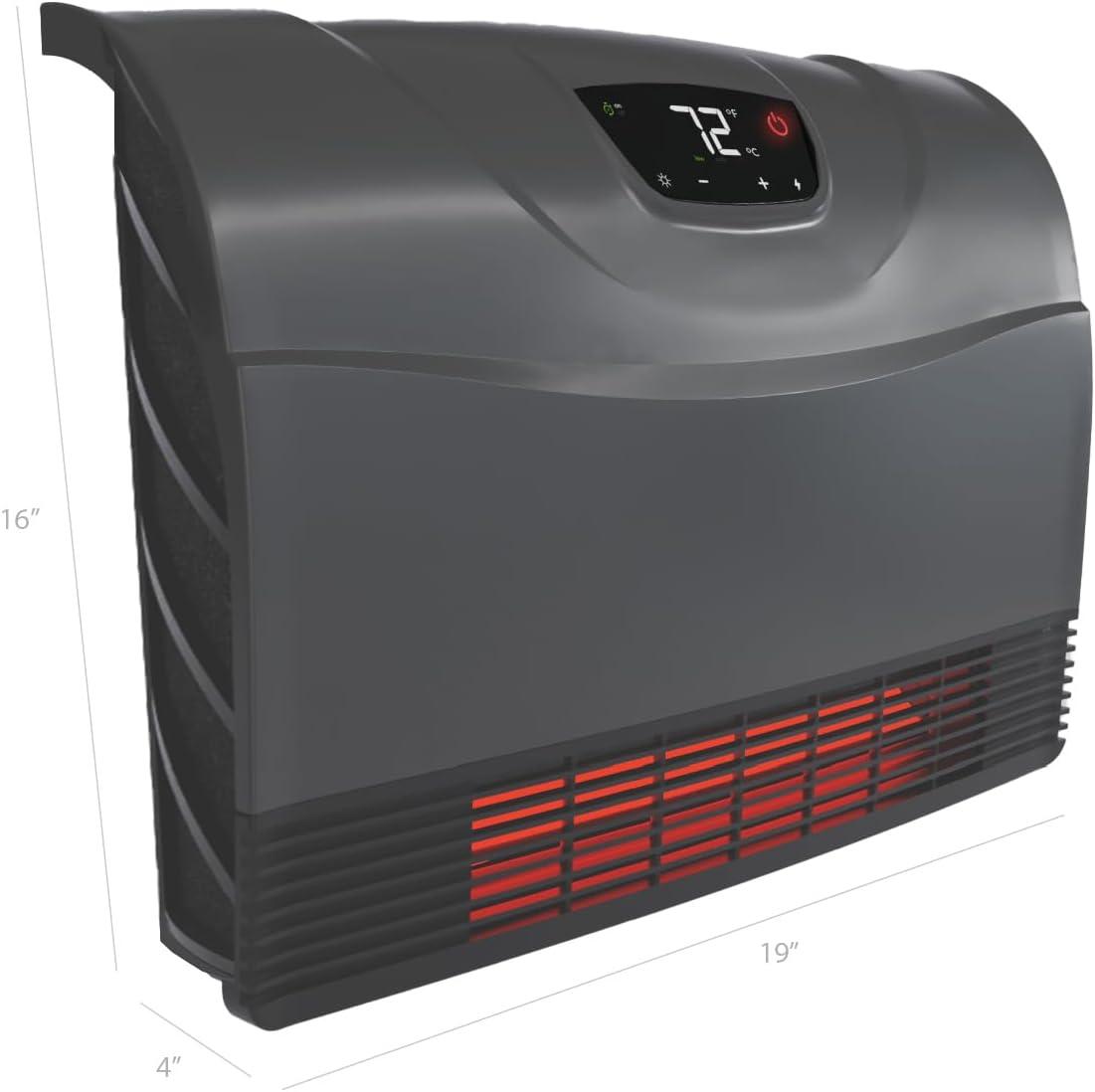 image:imageHeat Storm Phoenix HS1500PHX Infrared Space Heater with Attachable Feet Remote Control Energy Efficient7501500 Watts Gray Floor or WallGray