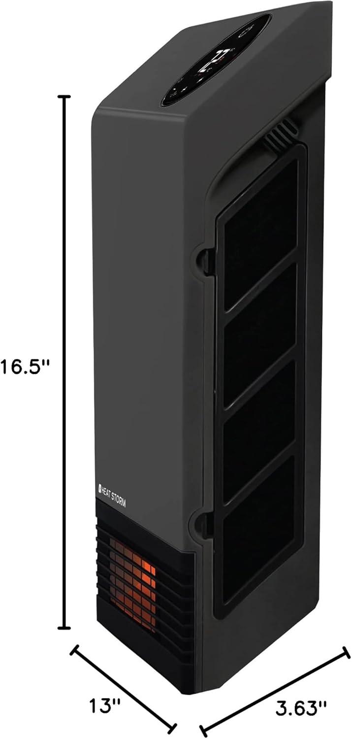 image:imageHeat Storm Wall Gray HS1000WX Deluxe Indoor Infrared Space Saving1000 WattsRemote ControlHome amp Office HeaterSafe to Touch Grill 13x4x17Gray
