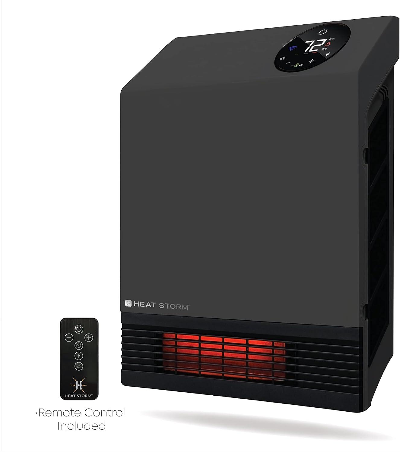 image:imageHeat Storm Wall Gray HS1000WX Deluxe Indoor Infrared Space Saving1000 WattsRemote ControlHome amp Office HeaterSafe to Touch Grill 13x4x17Gray