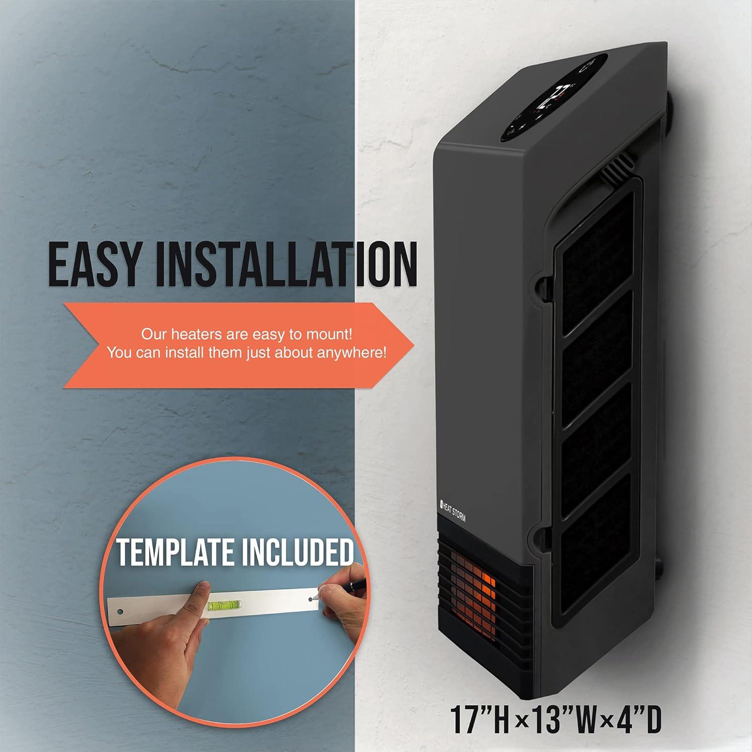 image:imageHeat Storm Wall Gray HS1000WX Deluxe Indoor Infrared Space Saving1000 WattsRemote ControlHome amp Office HeaterSafe to Touch Grill 13x4x17Gray
