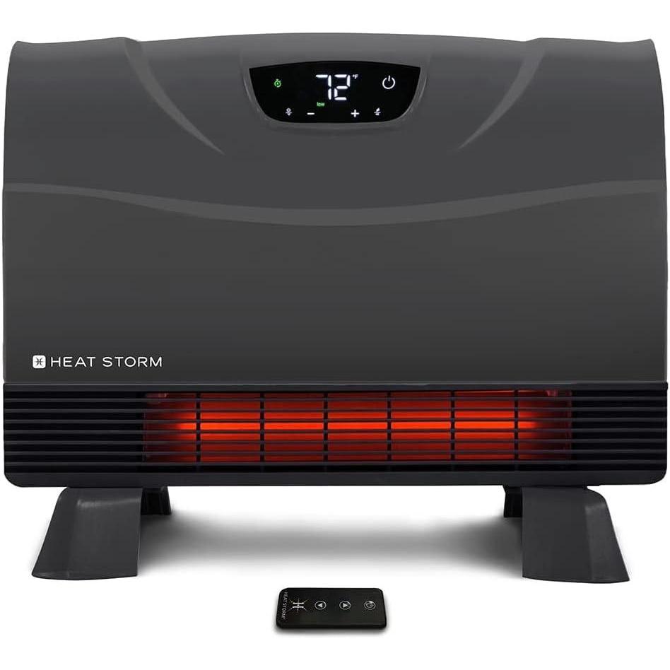 image:imageHeat Storm Phoenix HS1500PHX Infrared Space Heater with Attachable Feet Remote Control Energy Efficient7501500 Watts Gray Floor or WallGray