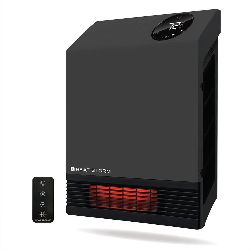 image:imageHeat Storm Wall Gray HS1000WX Deluxe Indoor Infrared Space Saving1000 WattsRemote ControlHome amp Office HeaterSafe to Touch Grill 13x4x17Gray