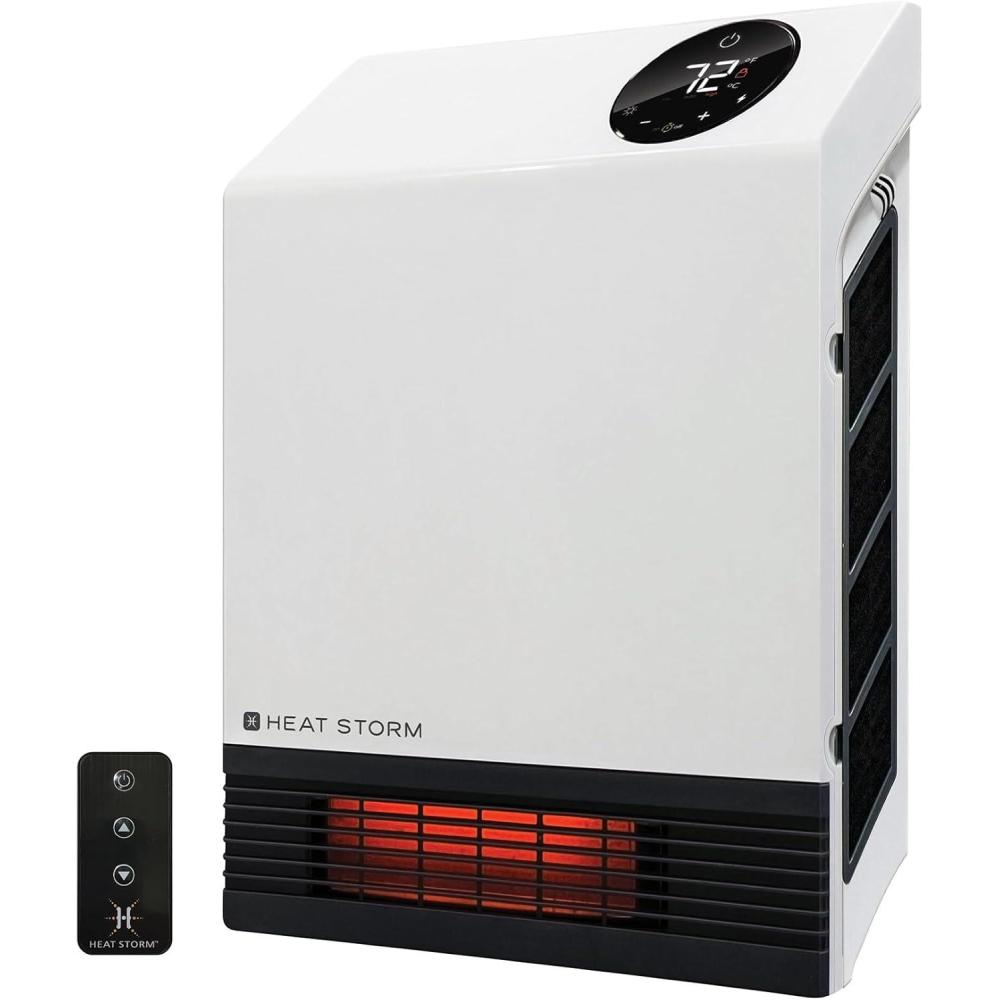 image:imageHeat Storm Wall Gray HS1000WX Deluxe Indoor Infrared Space Saving1000 WattsRemote ControlHome amp Office HeaterSafe to Touch Grill 13x4x17White