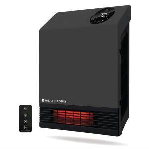 Heat Storm Wall Gray HS-1000-WX Deluxe Indoor Infrared Space Saving-1000 Watts-Remote Control-Home & Office Heater-Safe to Touch Grill, 13x4x17(Gray)