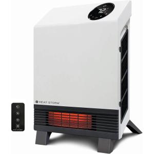 Heat Storm Wall Gray HS-1000-WX Deluxe Indoor Infrared Space Saving-1000 Watts-Remote Control-Home & Office Heater-Safe to Touch Grill, 13x4x17(With Feet)